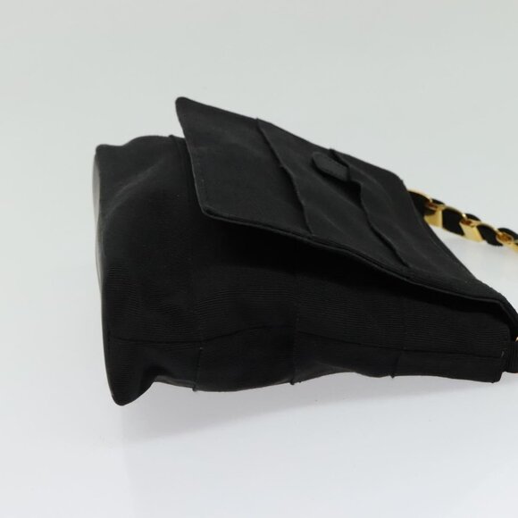 Salvatore Ferragamo Chain Vala Shoulder Bag Canvas Black Gold Auth - Picture 4 of 16